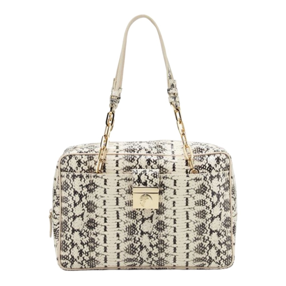 Versace Collection Chain Handle Snake Embossed Leather Shoulder Bag, NWT $700